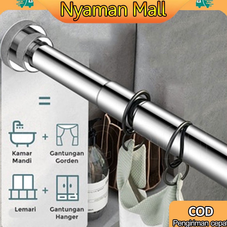 (COD)Tiang Gorden Fleksibel Jemuran Baju Tiang Jemuran Portable Besi Gorden Rel Hordeng Gantungan Ba