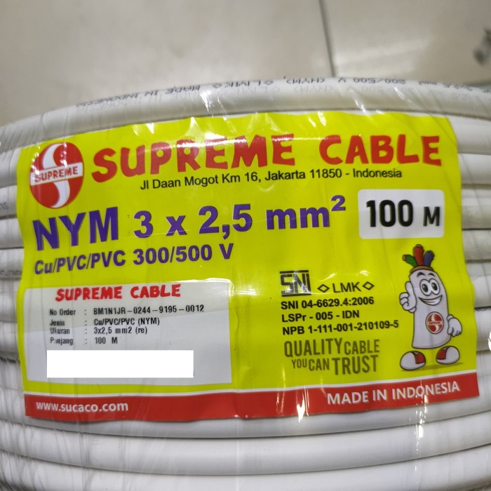 Terlaris Kabel Cable Supreme Nym 3X2,5 3X2.5 3 X 2.5 2,5 Mm 100 M Meter 100M