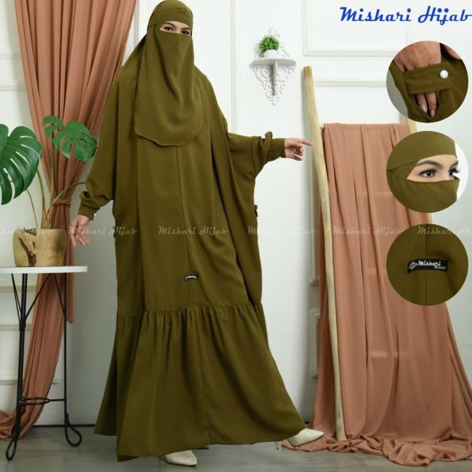 Mishari Overhead/Free cadar Long Khimar Overhead Hawa Rempel Busui