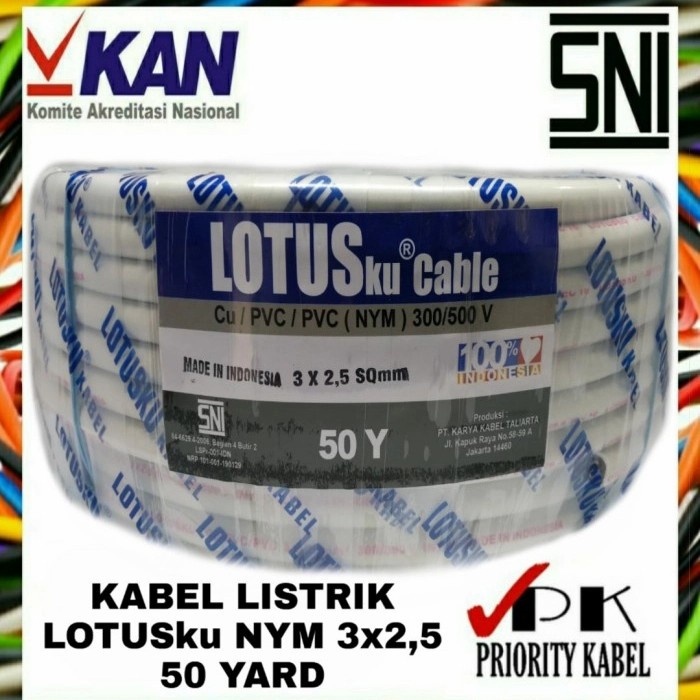 Kabel Listrik Kawat LOTUSku NYM 3x2,5 3x2.5 50 Yard (50Y)