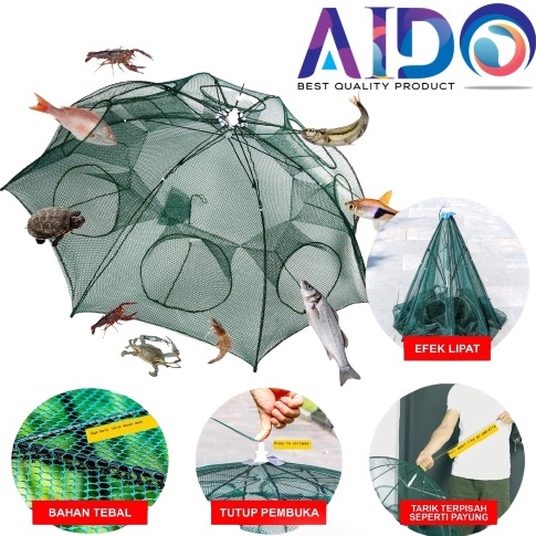 ➱ jaring ikan payung ikan Payung Bubu 8 Lubang Jaring Jebakan Perangkap Udang ikan Kepiting / Jaring