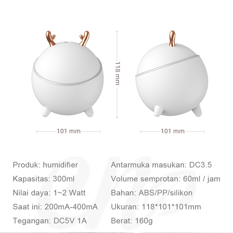 Holiven Humidifier Air Aromaterapi Diffuser Model Bulat 300ml