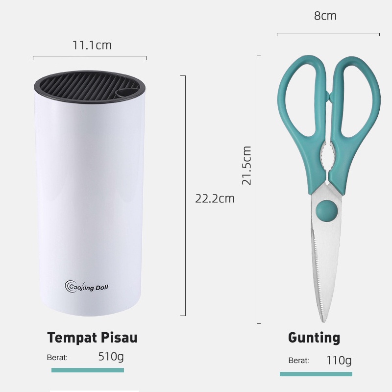 Holiven Set Pisau Dapur Kombinasi 5pcs Stainless Steel