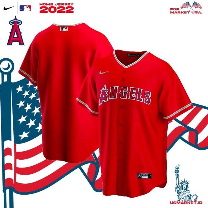 Trend Kaos Jersey Nike Baseball Mlb Los Angeles Angels Men Red Original Pengiriman Cepat