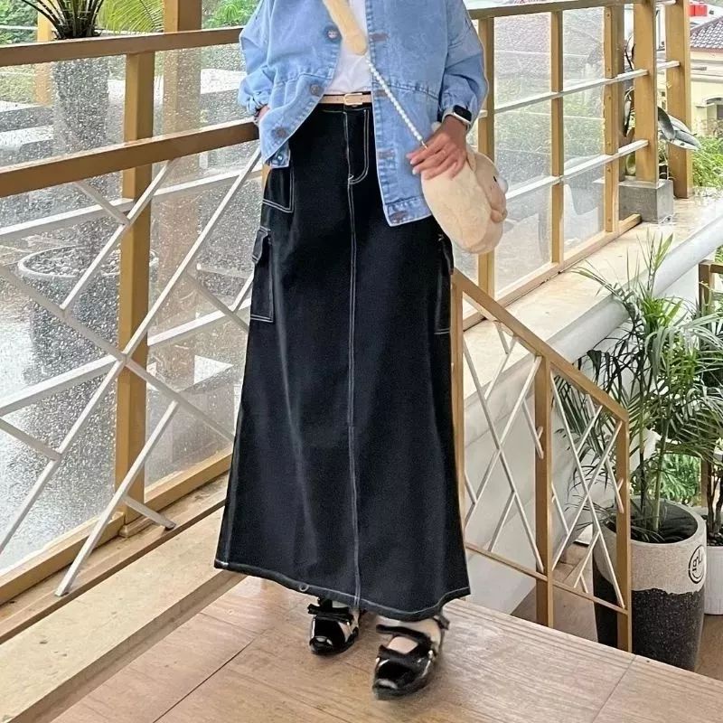 Tamstore Rok Cargo List Skirt Jeans Denim