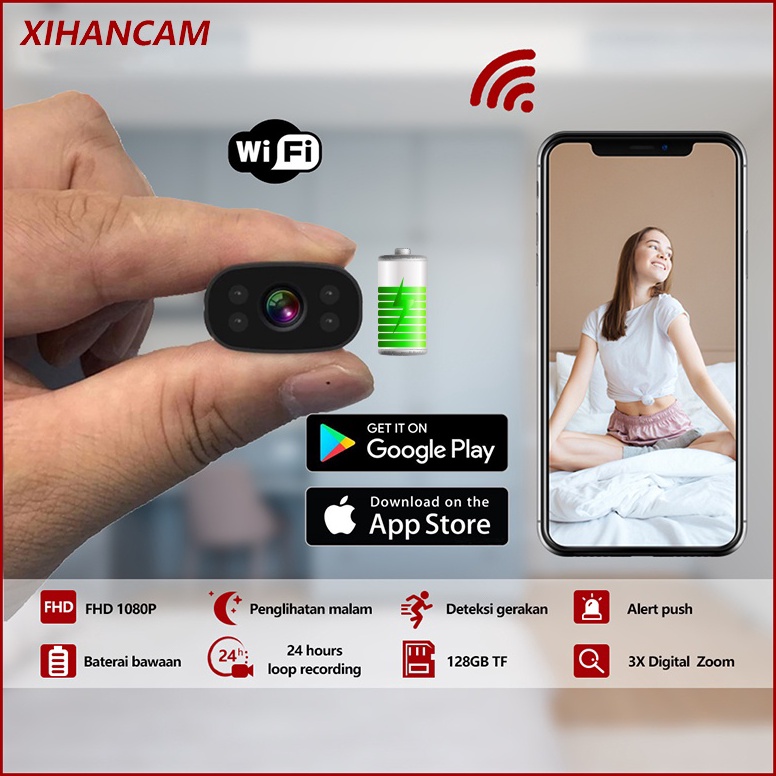 MURAH BANGET XIHANCAM Spy Camera Mini Wifi Baterai Internal FHD 2MP Kamera Cctv Mini Tersembunyi Tan