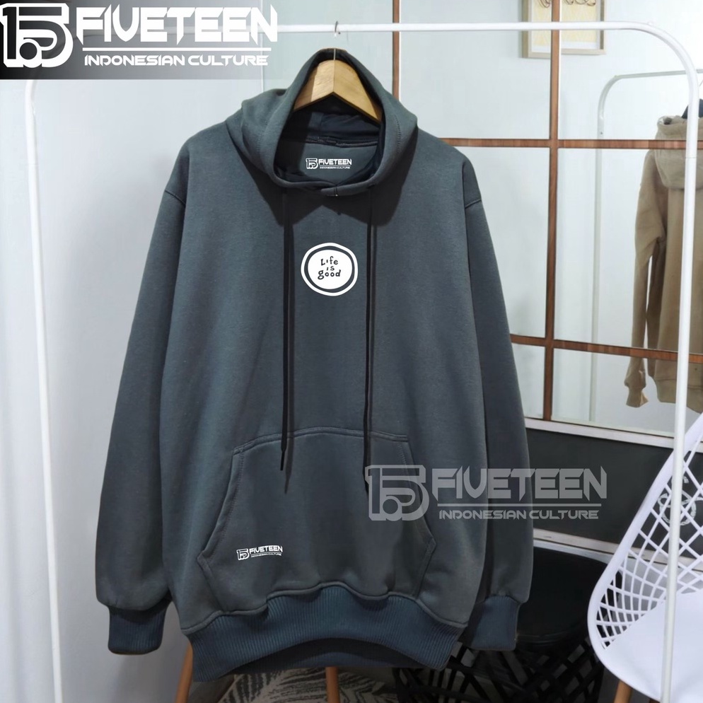 SIAP KIRIM jaket distro original brand 15fifteen15 warna abu paralon list sablon life is good hoodie