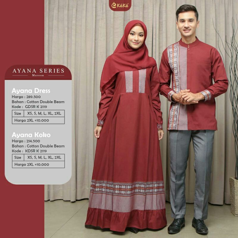 Sarimbit Ayana Series By Keke Koko Kemeja Ayah Lengan Pendek Terbaru Warna Maroon