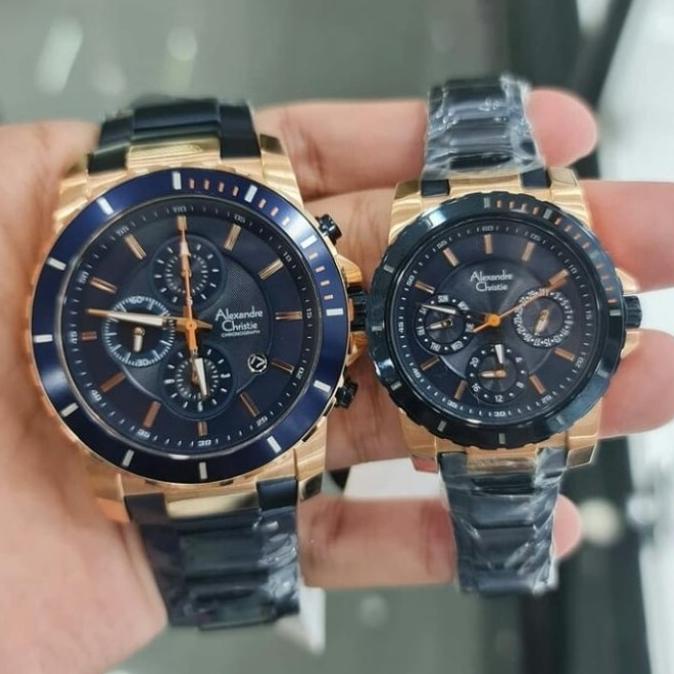 Terbaik Jam Tangan Couple Alexandre Christie Ac6141 / Ac 6141 Blue Rose Gold Terbaik