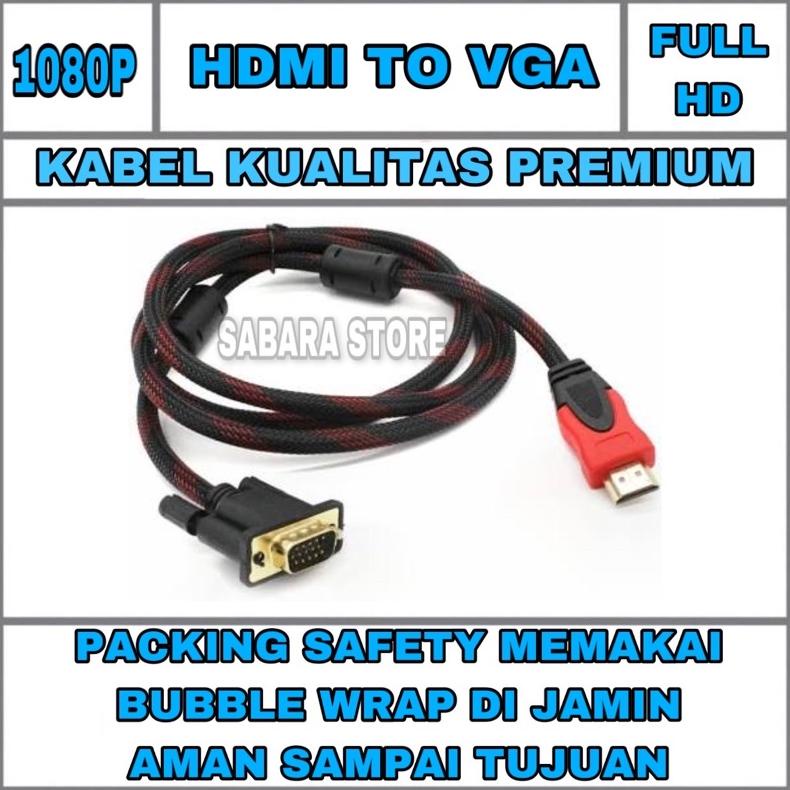 New Kabel Hdmi To Vga 1,5M Cable Hdmi Ke Vga 1,5Meter Resolusi 10P Full Hd 4K Untuk Tv Proyektor Lap