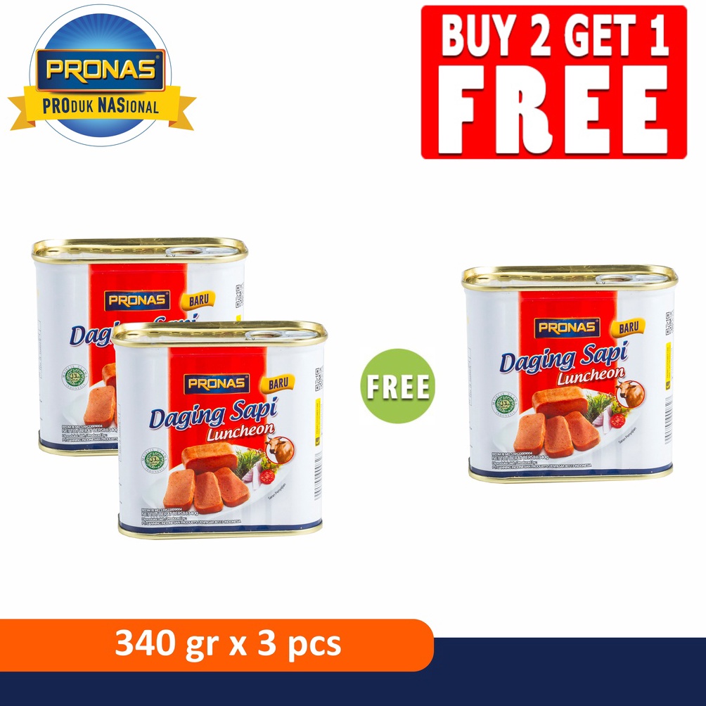 

Promo 12.12 PRONAS Luncheon Sapi (Daging Blok Serbaguna) 340 g Buy 2 Get 1