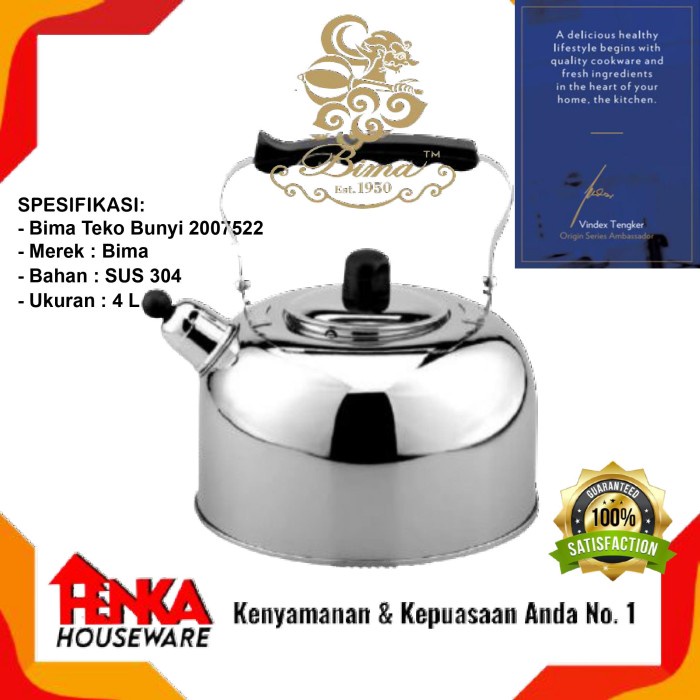 Terlaris Bima Teko Bunyi Teko Teh Air Kettle Stainless Steel 4 L Sus 304 200752