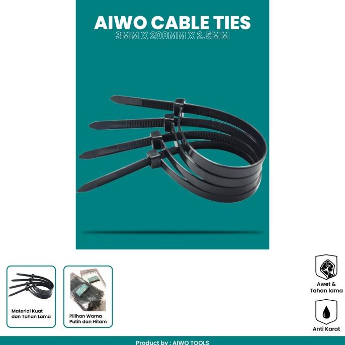

Ready stock] AIWO Cable Tie / Kabel Ties / 3mmx100mm x2.5mm / HARGA PER 1 BAG BSR