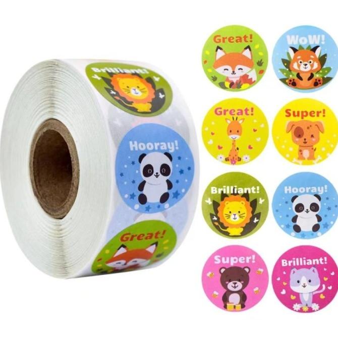 

Sticker Bulat Roll Animal Label Reward Anak Stiker Motivasi isi 500 pc Promo Marcross