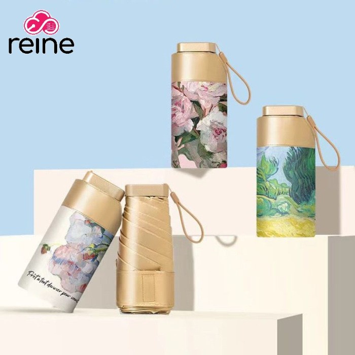 Terlaris Reine Payung Emas Motif (Baru) / Payung Lipat Uv Super Mini Emas