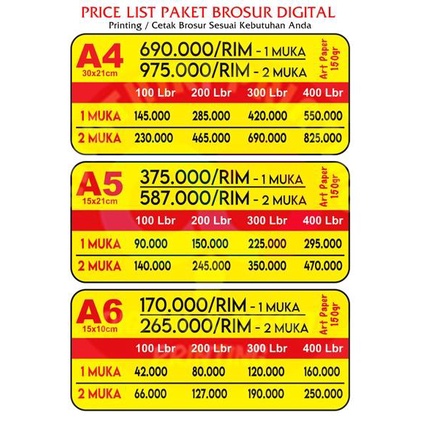 

Mailing Cetak Cepat Express Brosur Art Paper 150Gr A4 Per 100 Lembar 2 Sisi