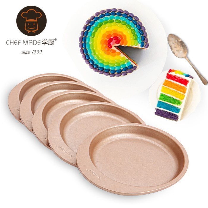 

Chefmade WK9099 - Round Shape Rainbow Cake Pan 6inch / Set isi 5Pcs