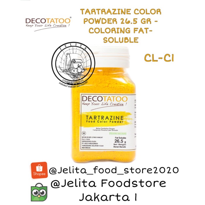 

Decotatoo TARTRAZINE COLOR POWDER 26.5 GR - COLORING FAT-SOLUBLE CL-C1