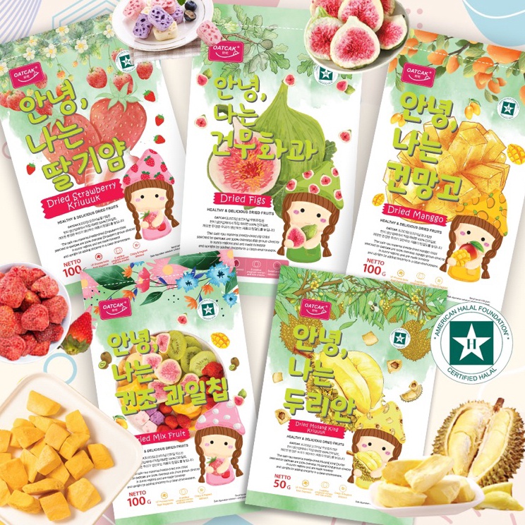 

cm☆Stok Banyak✪➴ OATCAK Strawberry Crispy Sweet Kriuuuk BUAH TIN ARA SURGA MUSANGKING MANGGA IMPORT STOBERI MANIS KERING Cemilan Sehat 30g 100g B40 ✿