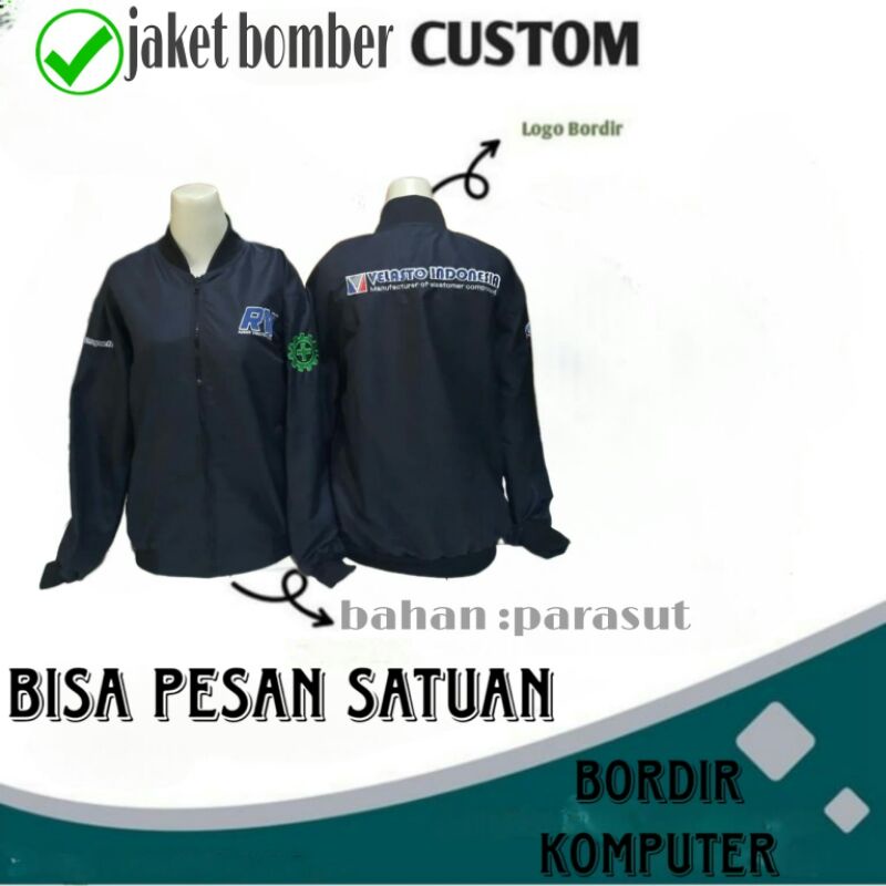 JAKET BOMBER CUSTOM BORDIR SATUAN/LUSINAN