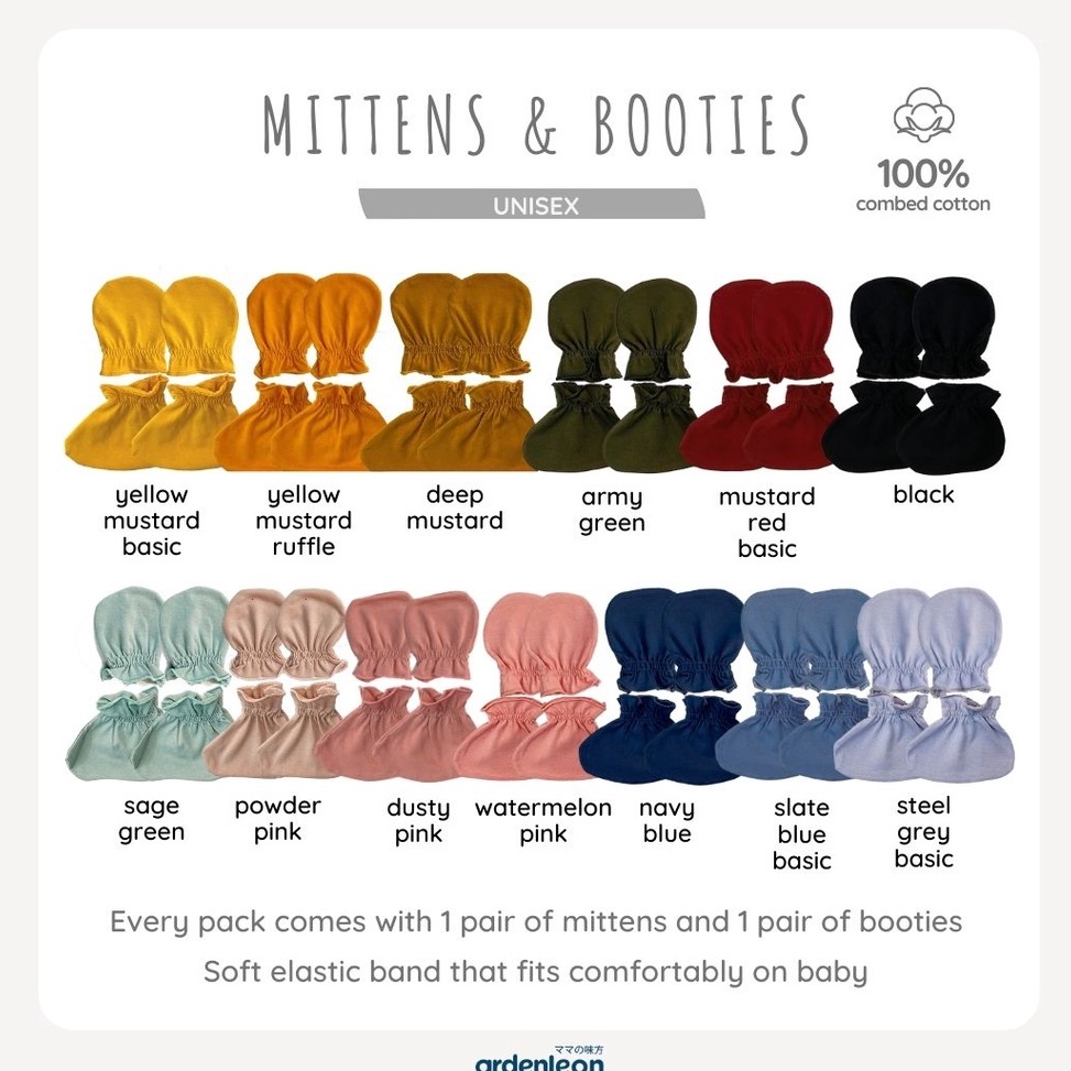 (B㊛LT.☎] ARDENLEON Baby Mittens Booties Polos 1.0 (Sarung Tangan Kaki Bayi) top.produks