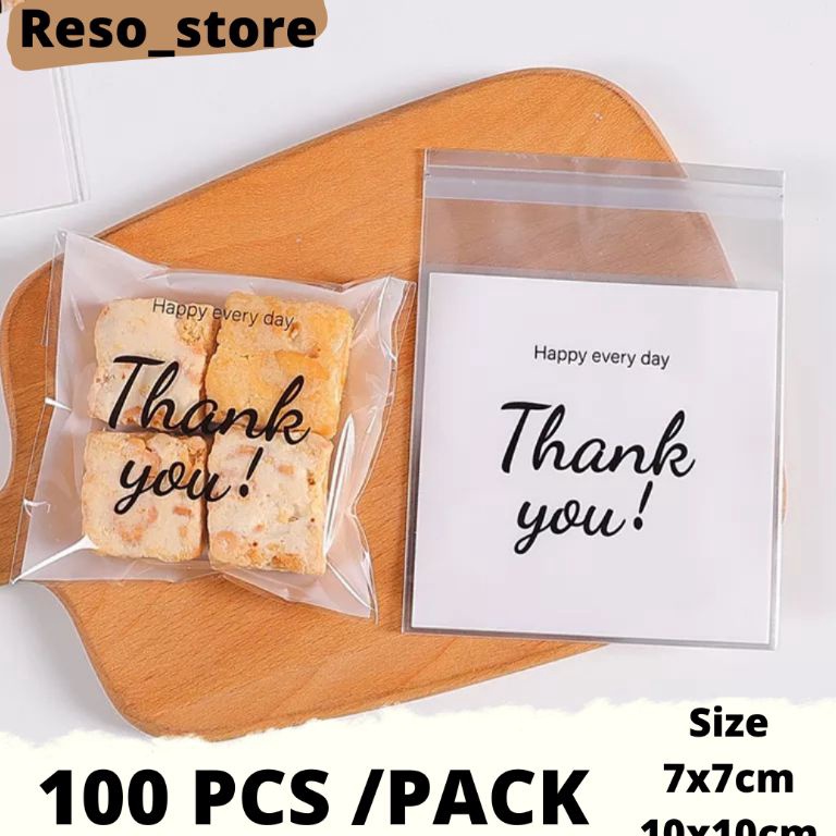 

B07989 100 Pcs Plastik Kemasan Opp Cookies / Souvenir Motif Thank you Buruan Beli