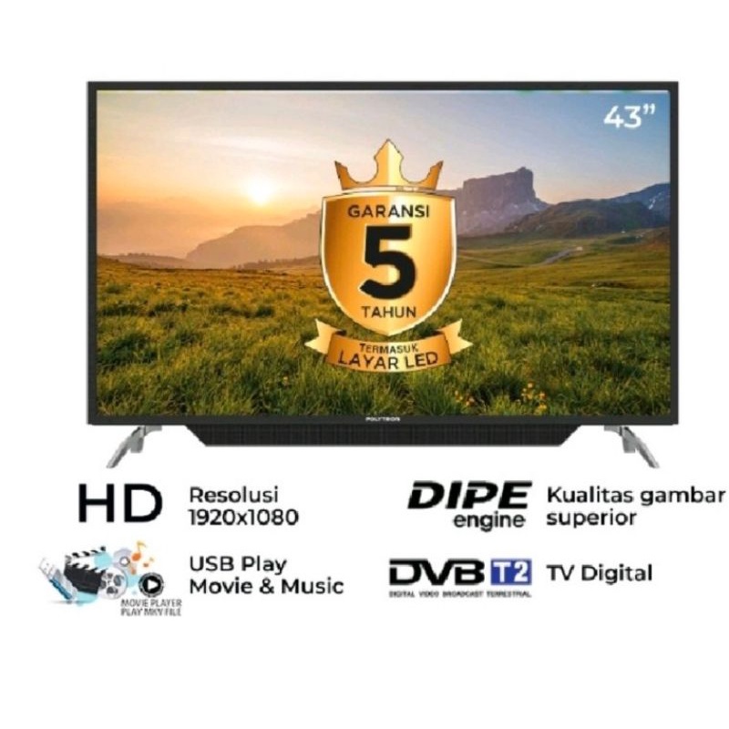 TV LED 43 INCH POLYTRON 43B1553 PLD43V1553 DIGITAL