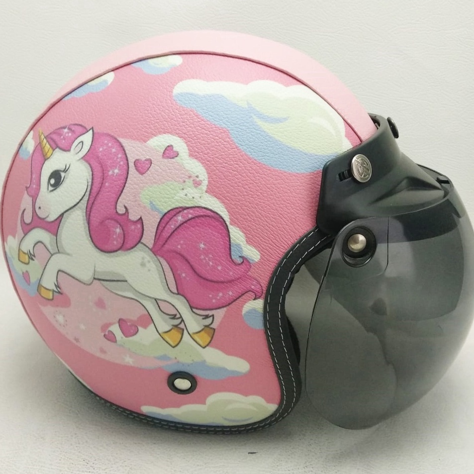 ✦GHa Helm Bogo Retro Kulit SNI Kuda Poni / Cute Unicorn Series Murah Ukuran Dewasa dan Anak Anak Hel