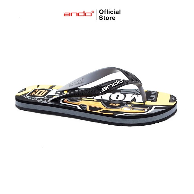 Ando Official Sandal Jepit Difice Remaja - Hitam/Abu-Abu