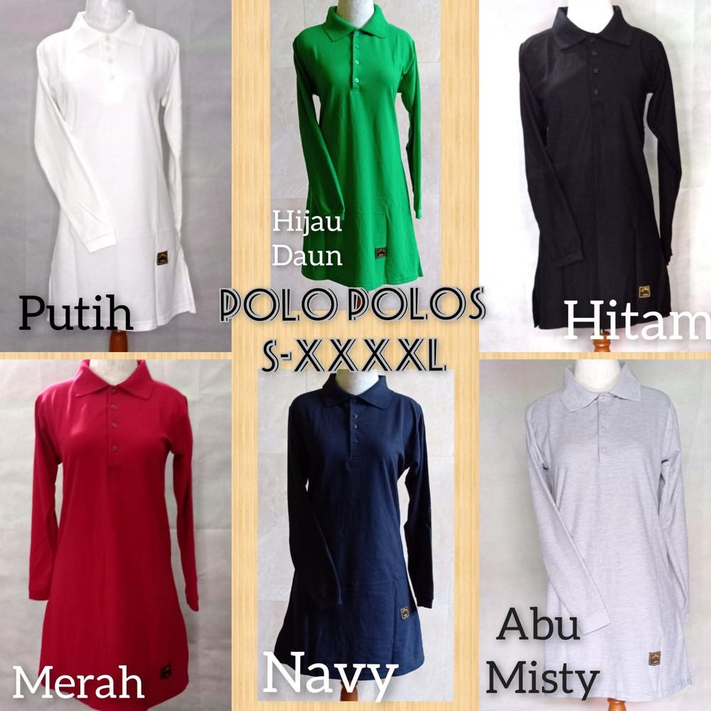 TERMURAH KAOS POLOS S-XL Kaos Krah Polo Polos Tunik Muslimah Kancing Depan Busui/Seragam Kantor/Outb
