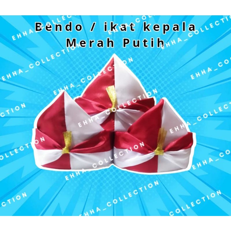 Ikat Kepala Merah Putih / Bendo Merah Putih / Blangkon Merah All Size Putih Pria Wanita