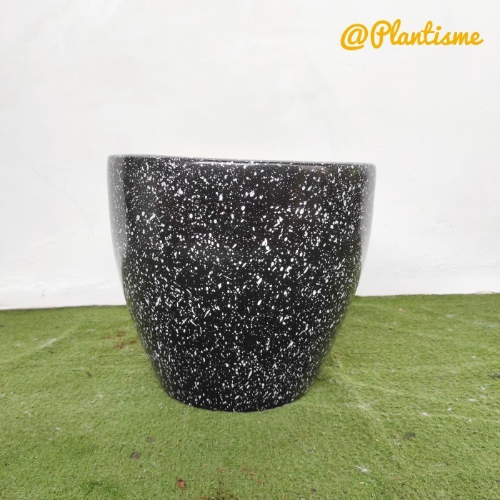 PREMIUM Pot Gerabah Tanah Liat Keramik Terrazzo Besar Diameter 37cm