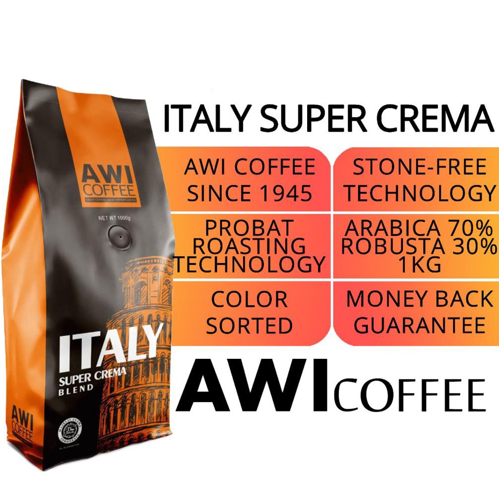 

Best seller KOPI SIDIKALANG | ITALY SUPER CREMA 1 Kg BIJI | Roasted Coffee Bean | Arabica Robusta Premium Cafe Blend | AWI COFFEE 73