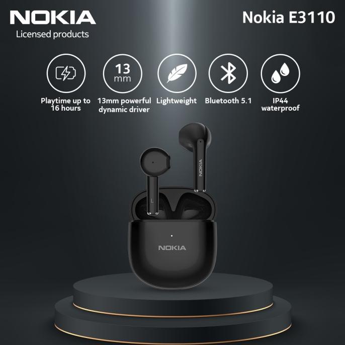 Best Seller Nokia E3110 True Wireless Earbuds Bluetooth Earphone TWS HD - Black