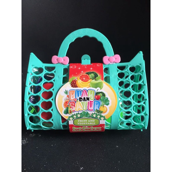 Mainan anak buah buahan tas keranjang