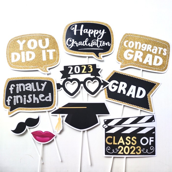 Graduation Blagold 8Pc Fun Props Photo Booth