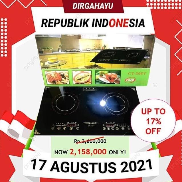 Kompor Tanam Listrik Induksi 2 Tungku Ct-268Y 100Watt Kompor Kaca Yukanatarika