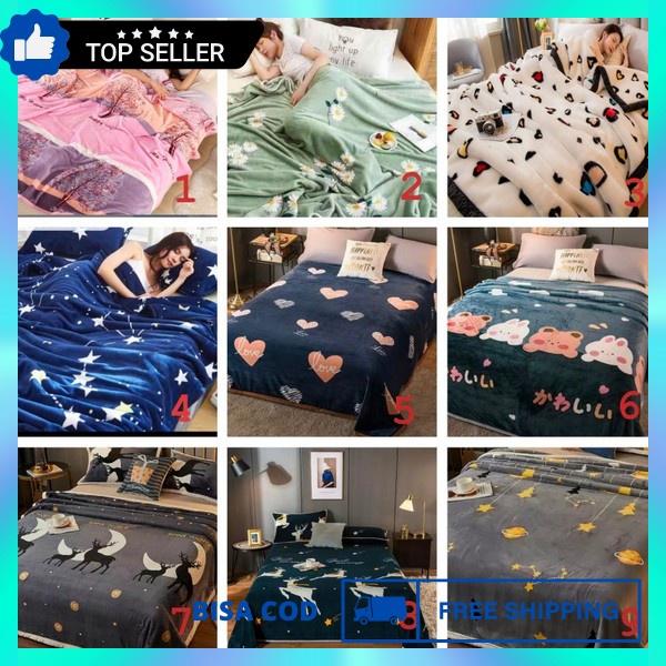 Blangket Hotel Terlaris Lembut Balmut Bantal 2023 Polos Tidur Halus Bulu Selomut Selimur Anget Selim