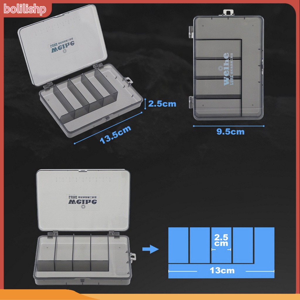 [Bolilishp] lure Box Kapasitas Tinggi 5sekat Tahan Jatuh Tembus 5kisi Fishing Tackle Storage Box Memancing Luar Ruangan