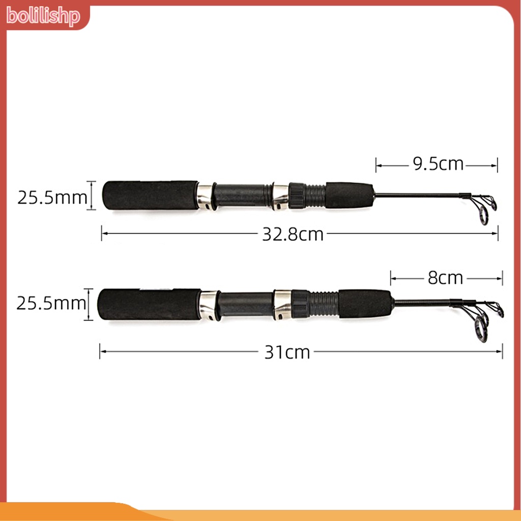 [Bolilishp] 50cm/67cm Winter Fishing Rod Telescopic Ultrashort Adjustable Guide Ring Ultralight Memancing Serat Karbon Dua/Tiga-Bagian Es Pancing Tiang Angling Gear