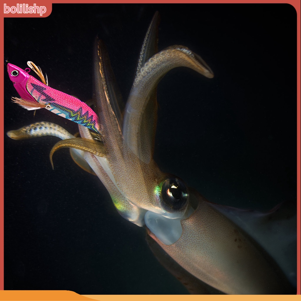 [Bolilishp] 13.4cm/38.5g Memancing Umpan Cumi Kait Simulasi Kulit Hidup Warna Cerah 3D Fisheyes Ikan Menarik Universal Laut Memancing Bercahaya Udang Buatan Gurita Umpan Alat Pancing