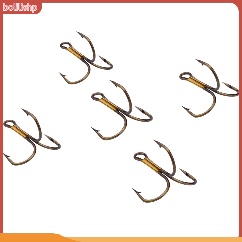 &lt;Bolilishp&gt; 50Pcs High-carbon Steel Crank Outdoor Fishing Lure Bait Triple Hooks Tackle Tool