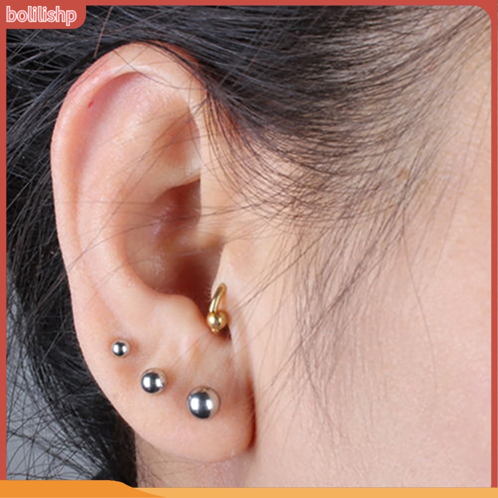 &lt;Bolilishp&gt; Anting Stud Bentuk Barbell Bahan Titanium Steel Untuk Wanita