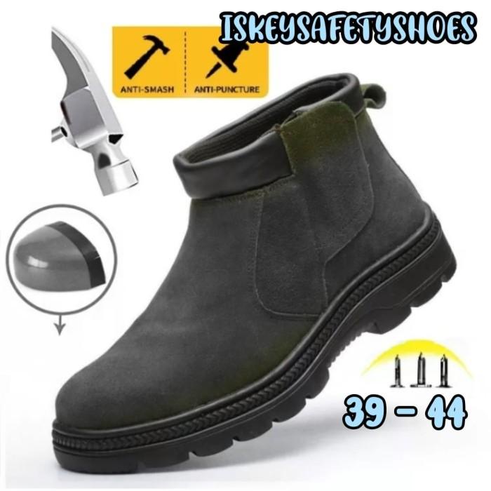 Terlaris Sepatu Safety Boot Abu Hitam Import
