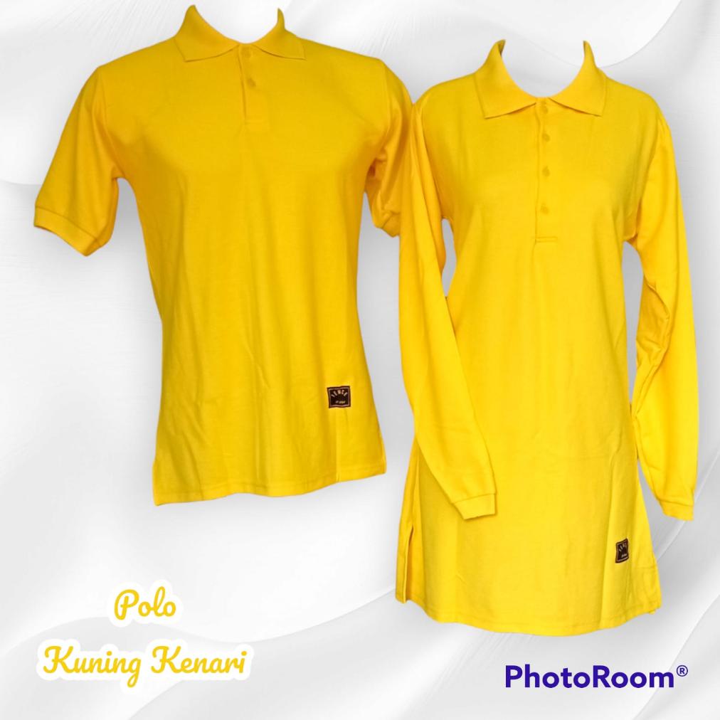 TERMURAH KAOS POLOS S-XXXL Kaos Polos Krah Polo Couple Kuning Tunik Muslimah/Seragam Kerja/Olahraga/