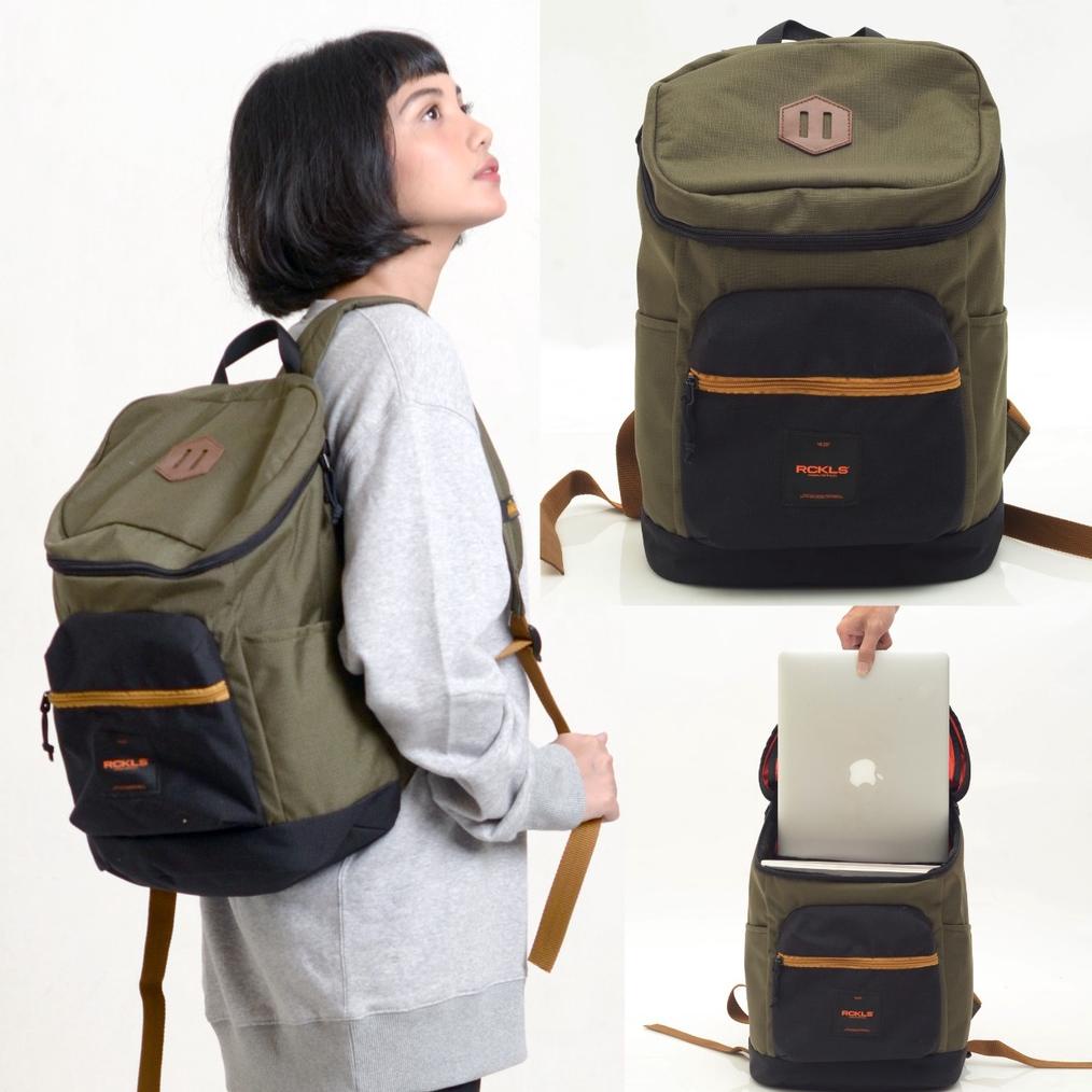Terbaru Rckls. Tas Backpack Bright Black/Tas Punggung/Ransel