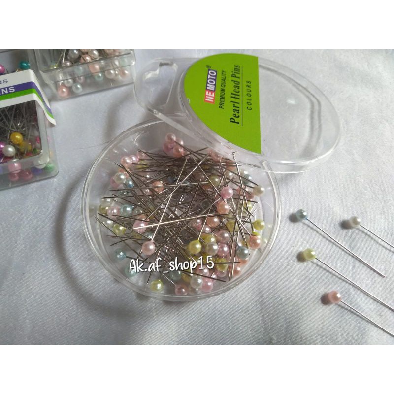 Jarum Pentul Stainless Mika Bulat / Jarum Mutiara Besar Aksesoris Hijab Anti Karat / Pearl Pins Bula