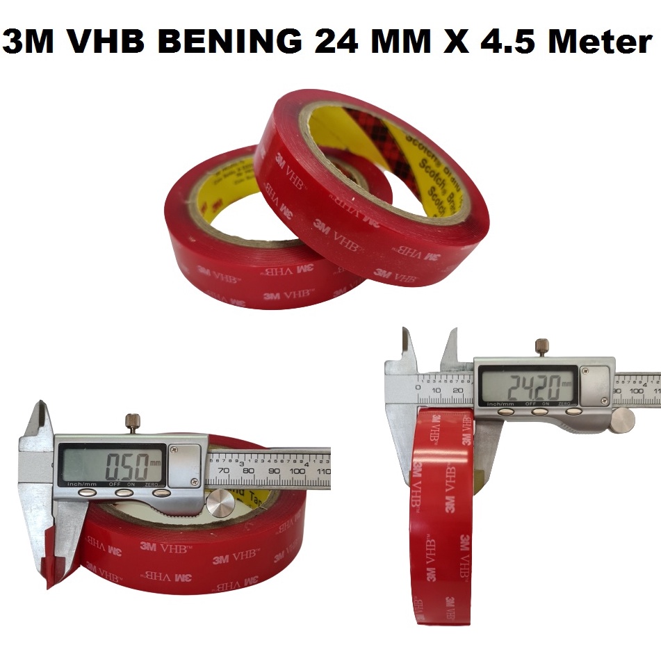 

Laris Double Tape 3M VHB Doubletape Bening Transparan 24MM x 4.5M 24 MM x 4.5 M Tebal 0.5 MM Automotive 9LT