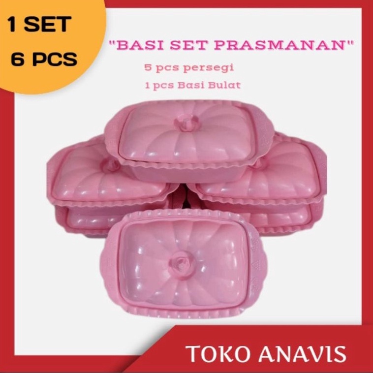 STOK TERBATAS|| (6pcs) Prasmanan Set Basi Persegi Warna Biru-Hijau-Pink-Ungu