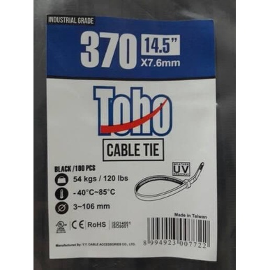 

Cable Ties Black / Hitam 370 X 7.6 Mm Industrial Grade Toho